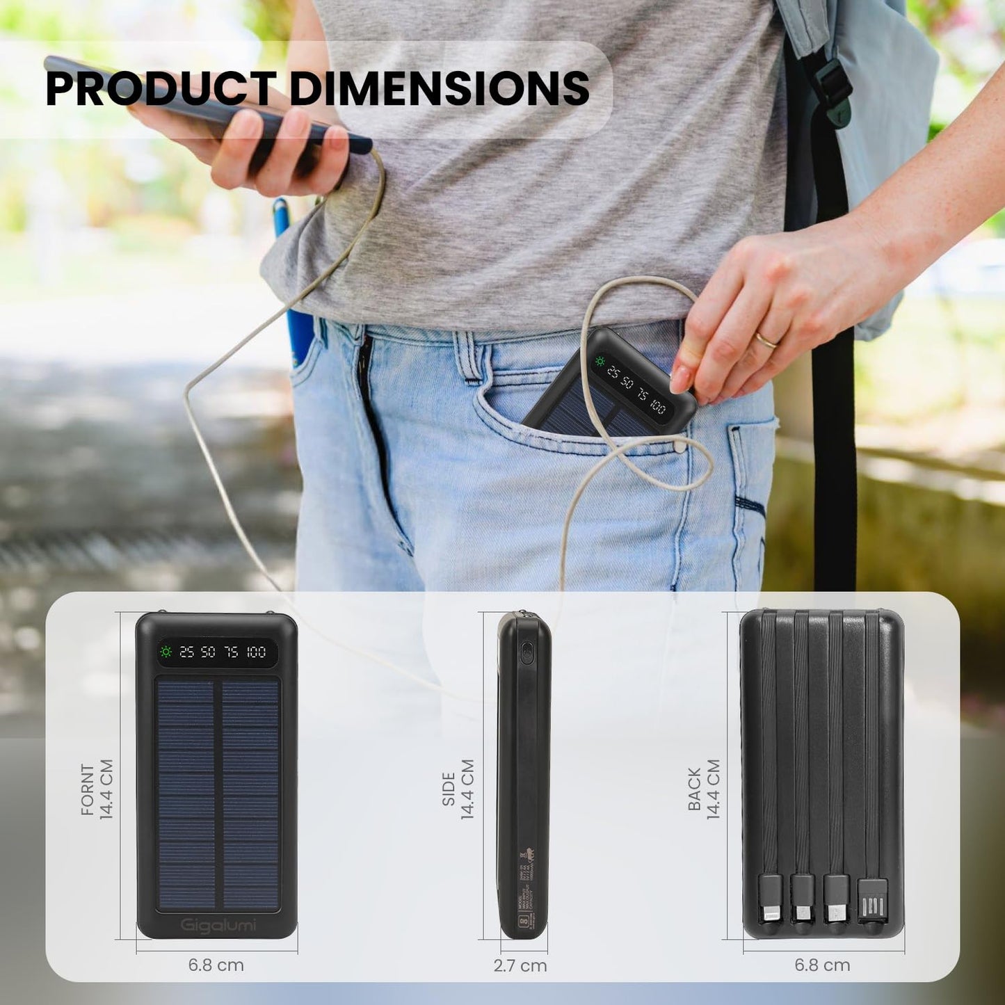 Solar Mate 10000mAh – Dual USB Power Bank with LED Light