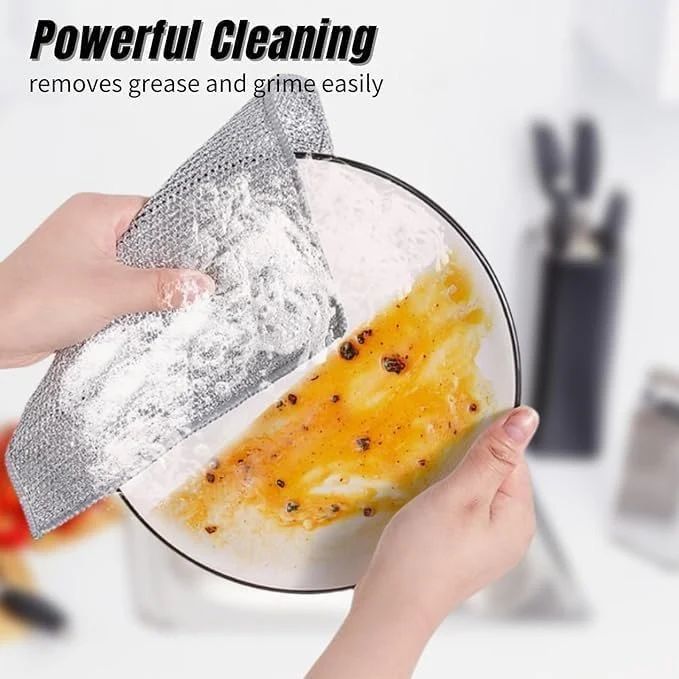 Multipurpose Stainless Steel Wire Dishwashing Rags – Pack of 3