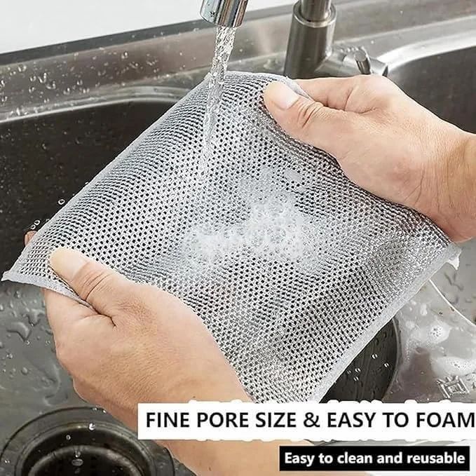 Multipurpose Stainless Steel Wire Dishwashing Rags – Pack of 3