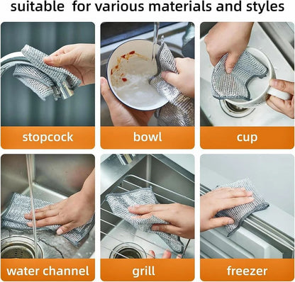 Multipurpose Stainless Steel Wire Dishwashing Rags – Pack of 3