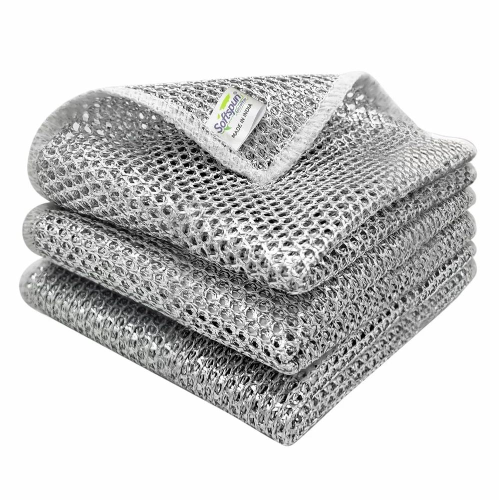 Multipurpose Stainless Steel Wire Dishwashing Rags – Pack of 3