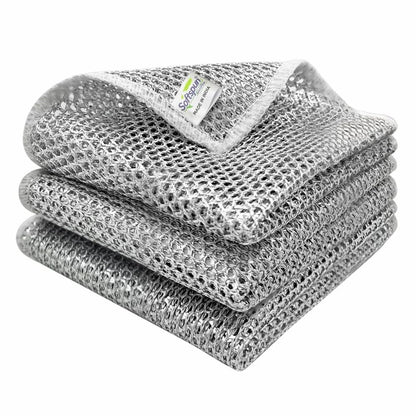 Multipurpose Stainless Steel Wire Dishwashing Rags – Pack of 3